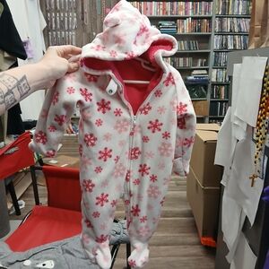 Faded Glory Pink Snowflake Kids Footie